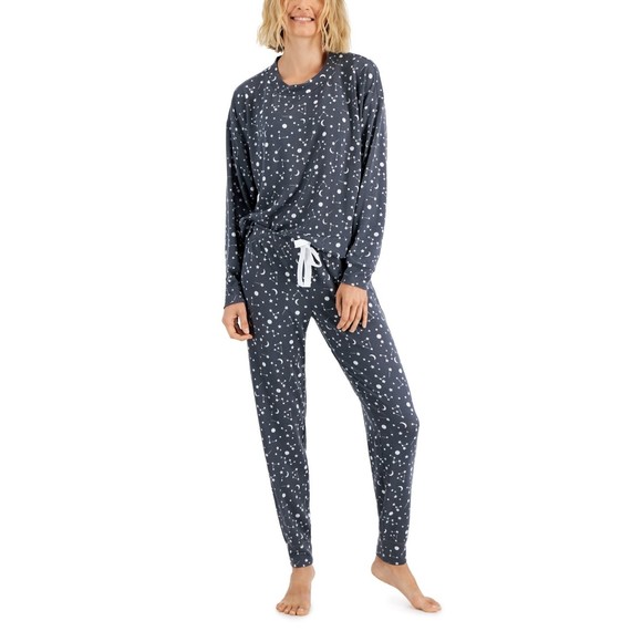 Jenni Pajama Set Grey Celestial Toss, Brushed-Knit, XS - Picture 1 of 3